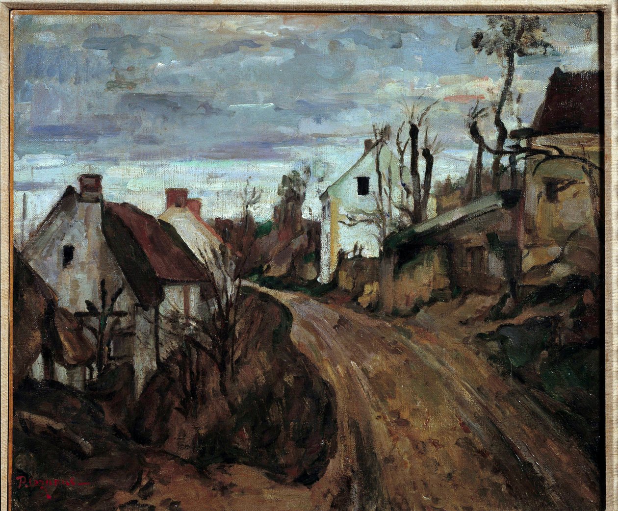 Kylätie Auvers-sur-Oiseen (Auvers sur Oise) Paul Cezannen (1839-1906) maalaus 1872 su. 0,46 x 0,55 m Pariisi, Orsay-museo tekijältä Paul Cézanne
