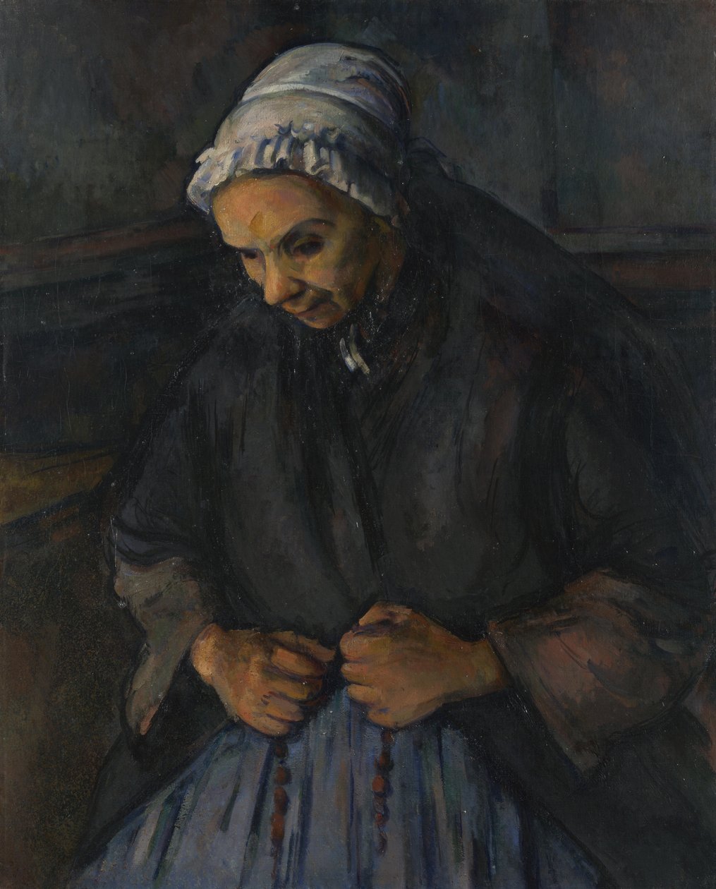 Vanha nainen ruusukon kanssa, n. 1895 tekijältä Paul Cézanne