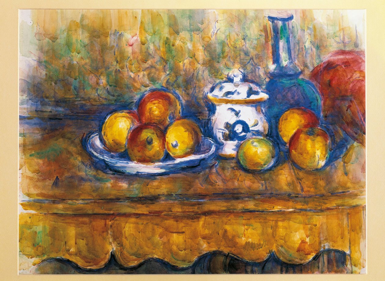Itävalta, Wien, asetelma sinisellä pullolla, öljymaalaus tekijältä Paul Cézanne