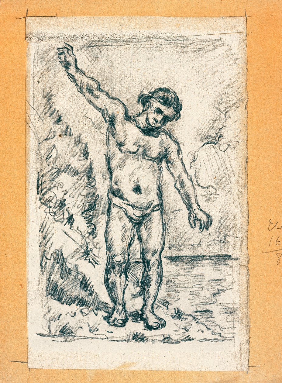 Kylpejä käsivarrella, n. 1874-77 tekijältä Paul Cézanne