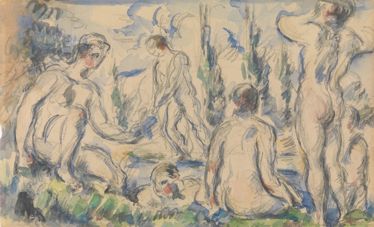 Uimarit recto, maisema verso, n. 1888 recto, a.n.d. päinvastoin. tekijältä Paul Cézanne