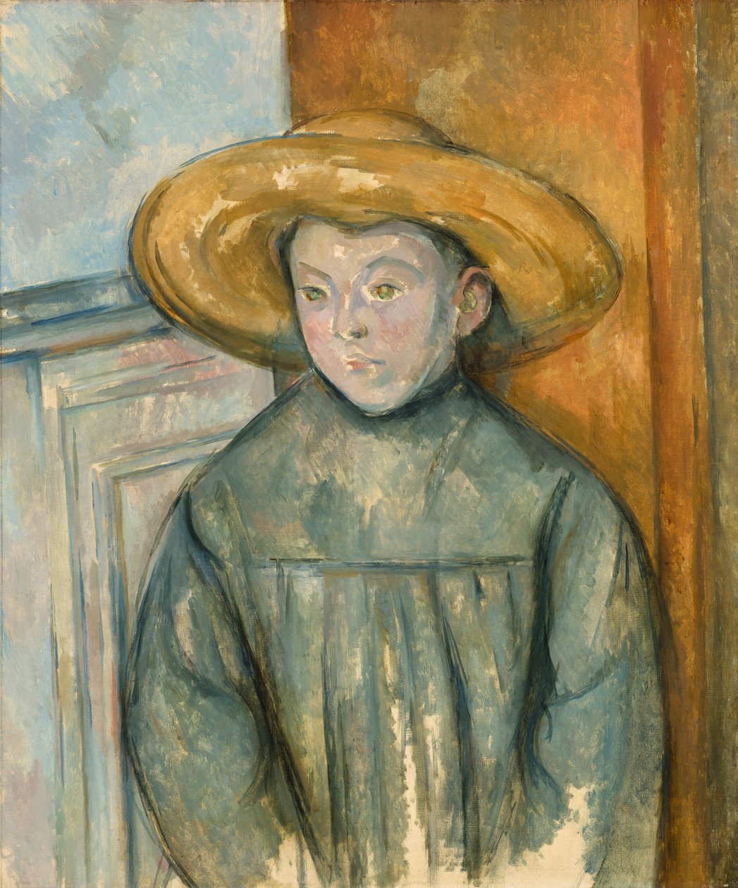 Poika olkihattu päässä, 1896 tekijältä Paul Cézanne