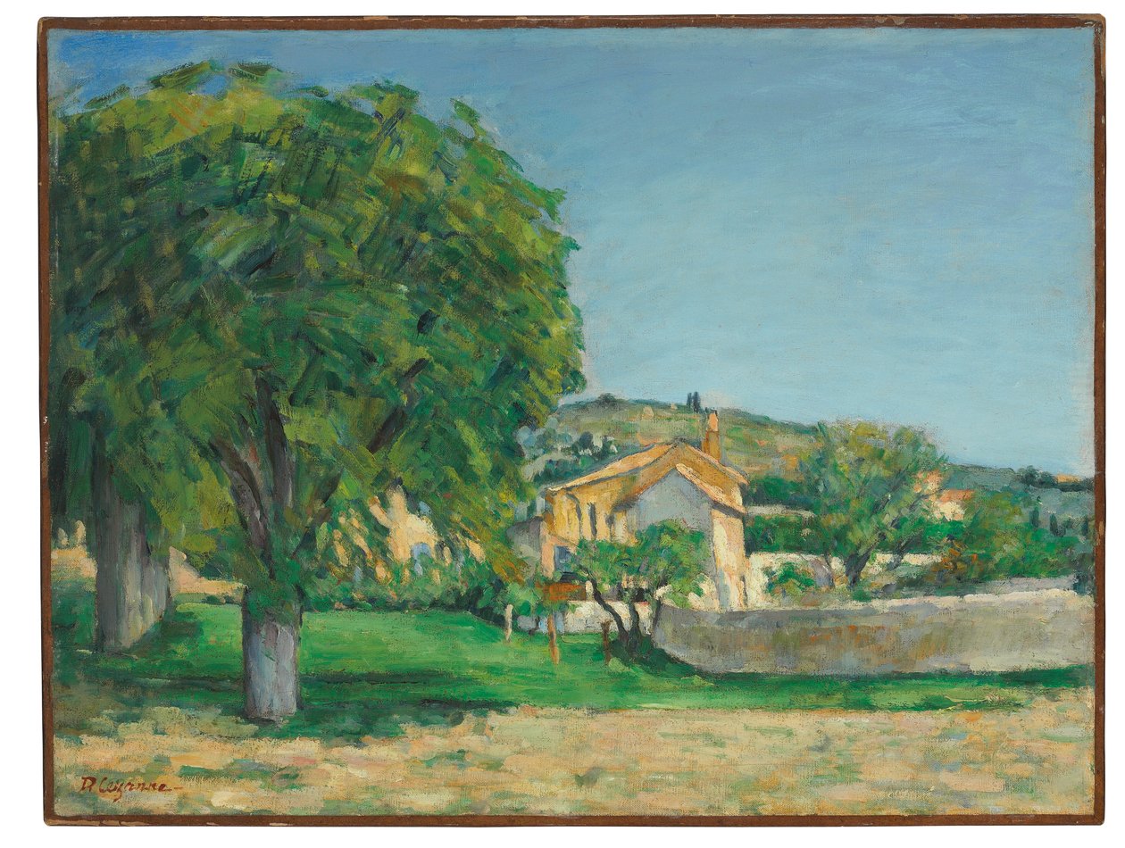 Kastanjapuut ja maatila Jas de Bouffanissa, n. 1876 tekijältä Paul Cézanne