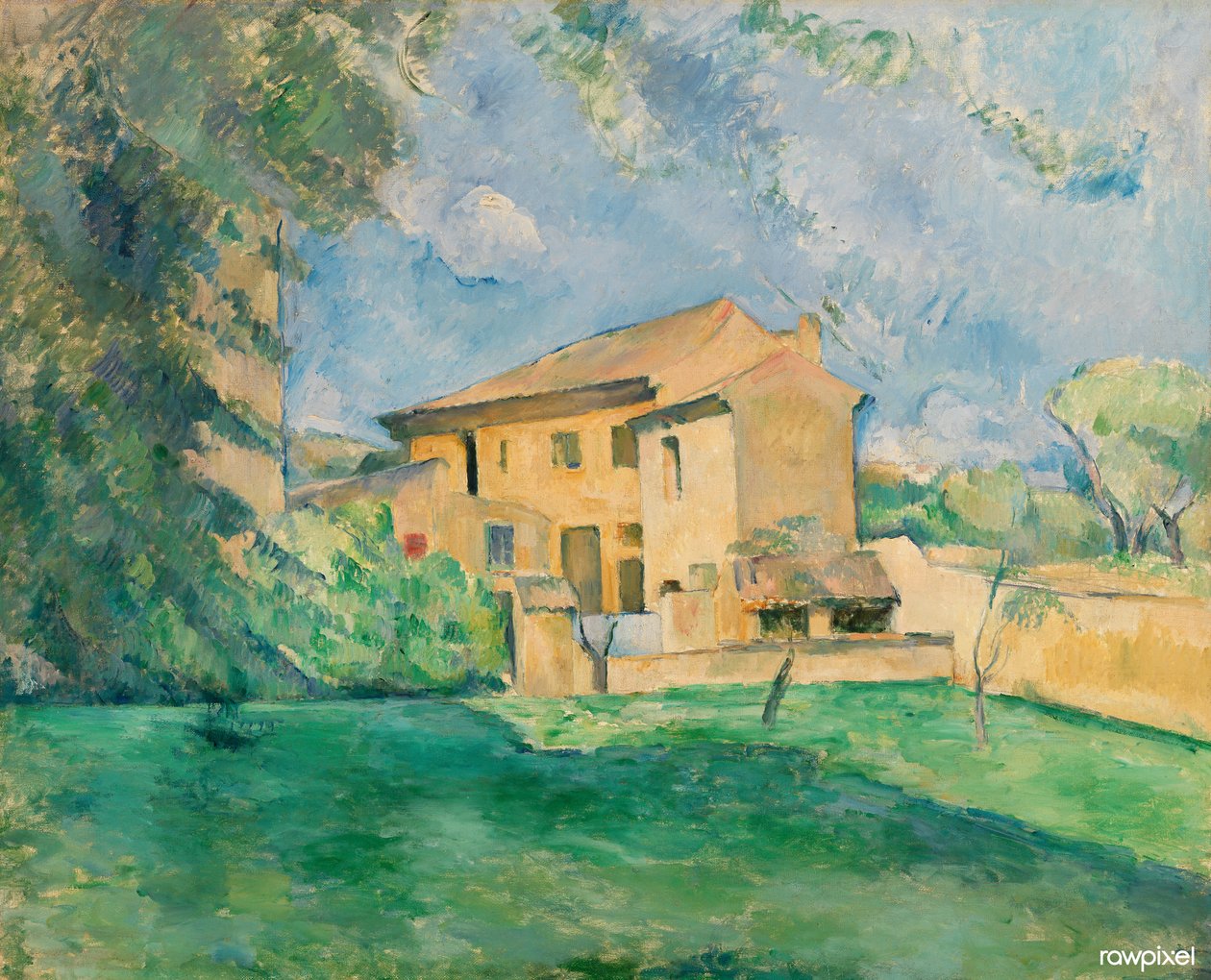 Ranskalainen:  Jas de Bouffanin maatila: La Ferme du Jas de Bouffan Jas de Bouffanin maatila tekijältä Paul Cézanne