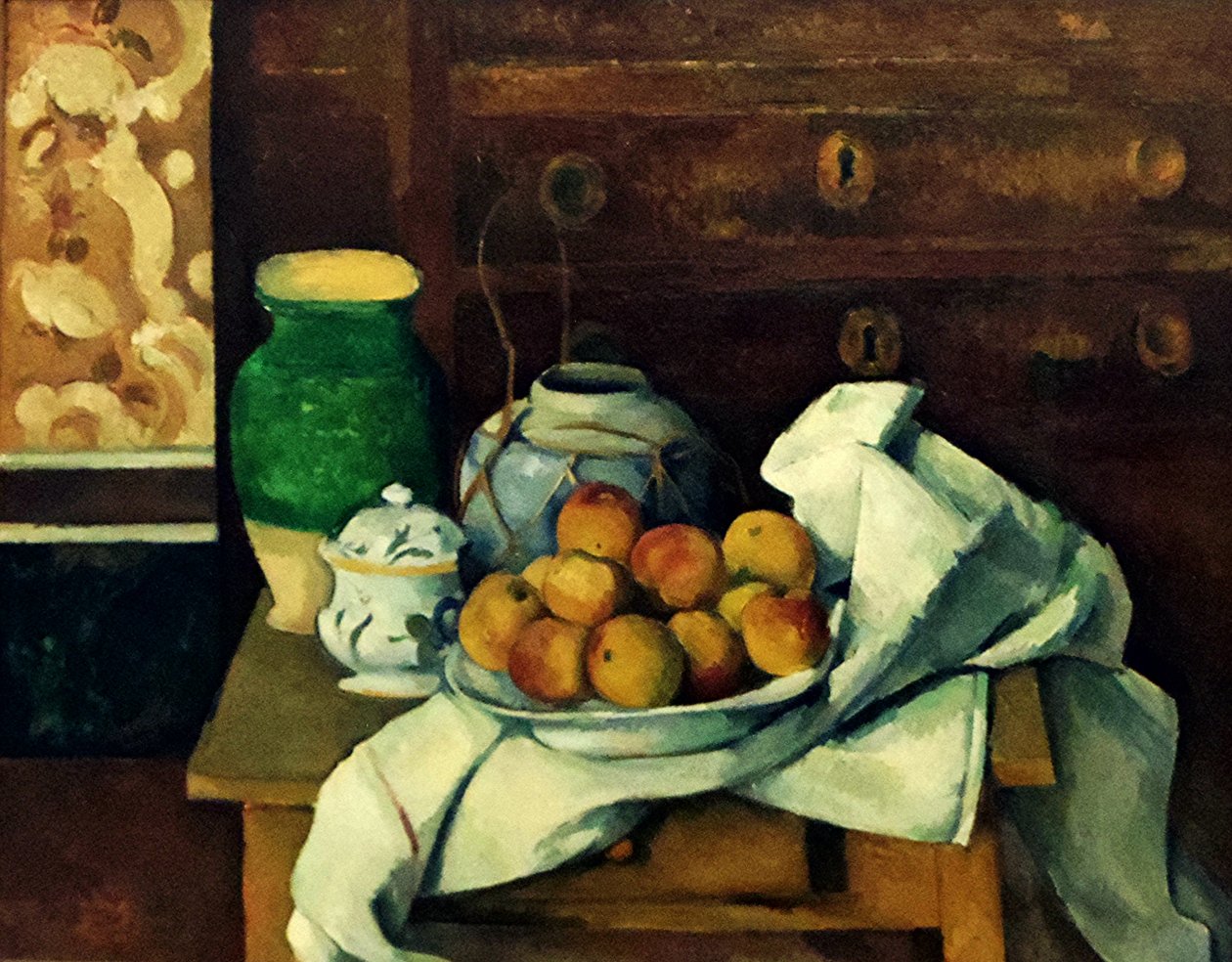 Ranskalainen:  Nature morte à la commode Still life with dresser tekijältä Paul Cézanne
