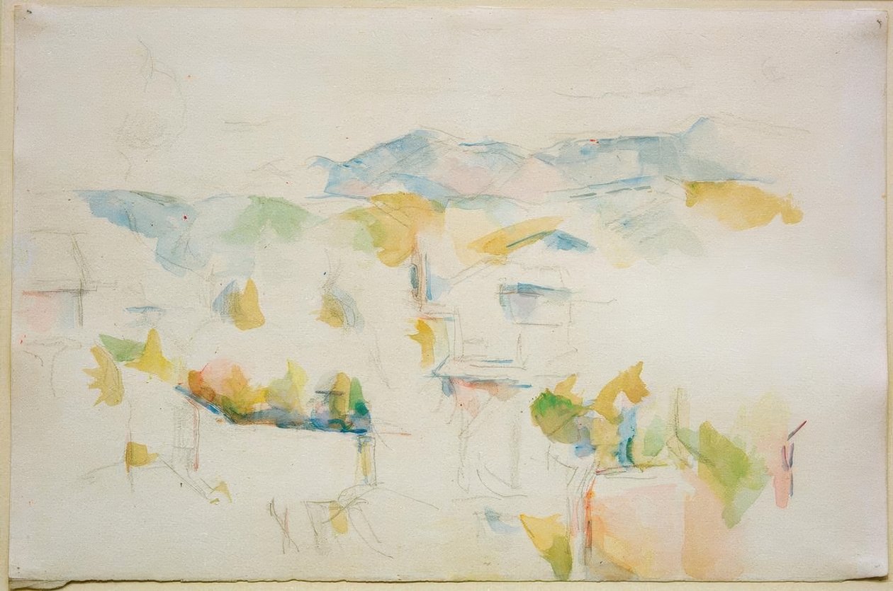 Vuoristoinen maisema Aix-en-Provencen ympärillä tekijältä Paul Cézanne