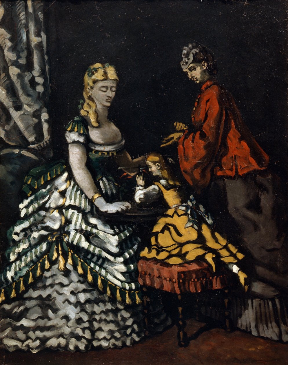 Sisustus kahdella naisella ja lapsella, n. 1861 tekijältä Paul Cézanne