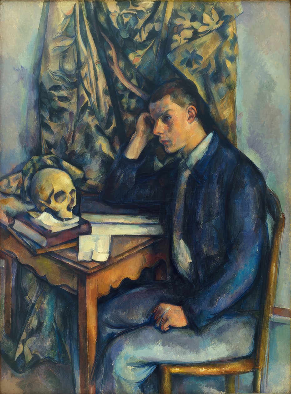 Nuori mies kallon kanssa tekijältä Paul Cézanne