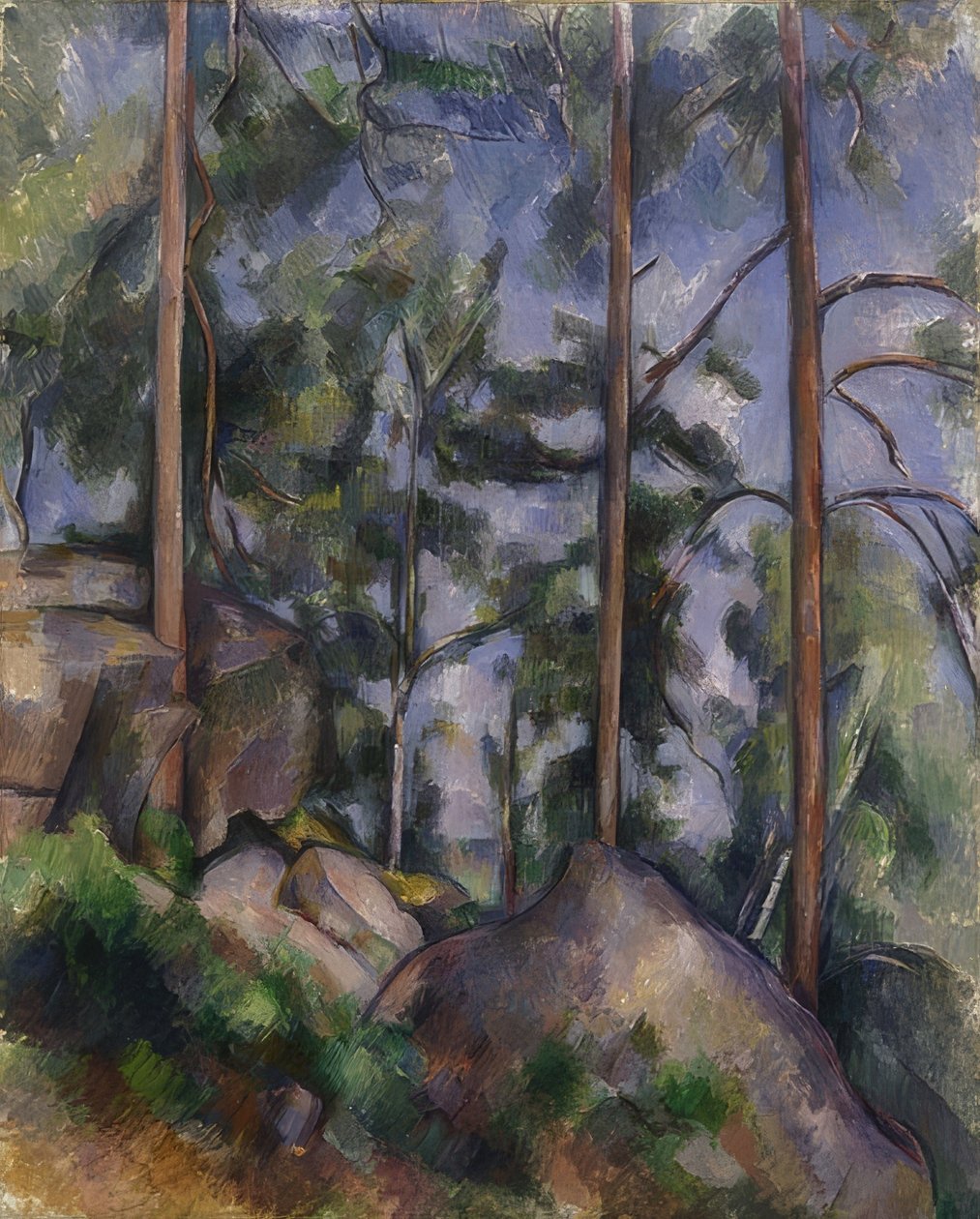 Männyt ja kivet (Fontainebleau?). Noin 1897 tekijältä Paul Cézanne