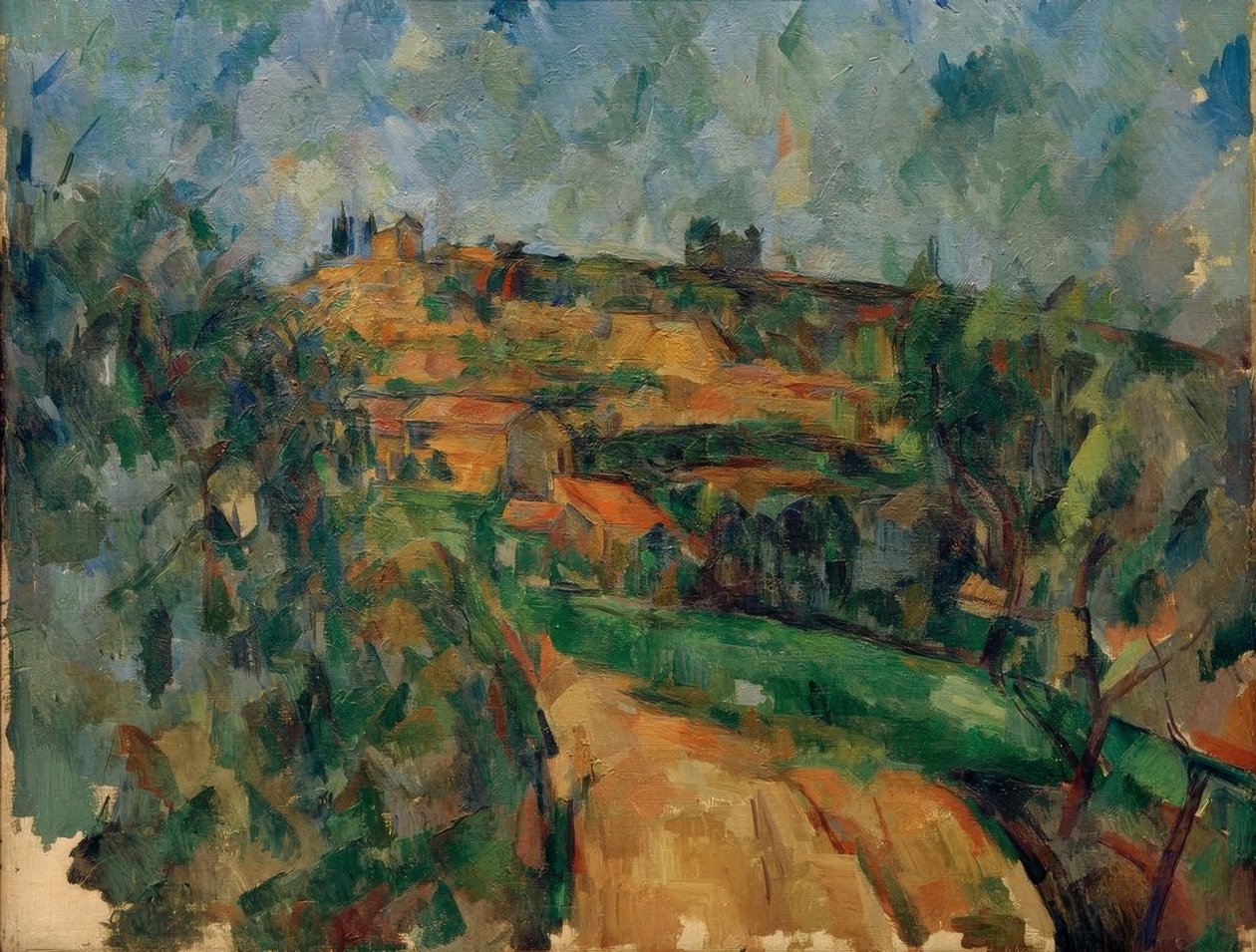 Kääntyvä tie Chemin des Lauvesin huipulla. tekijältä Paul Cézanne