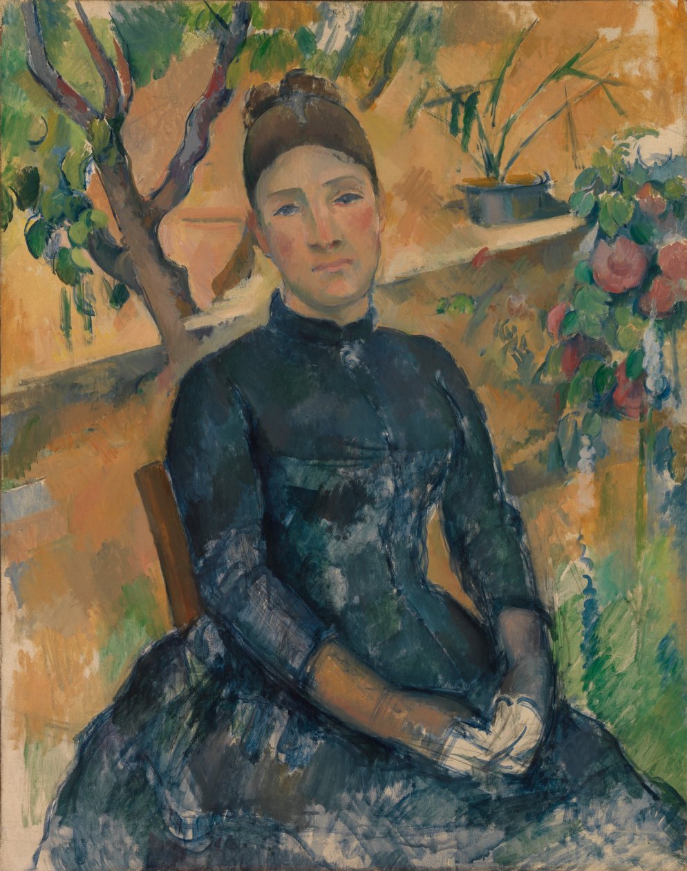 Madame Cézanne kasvihuoneessa tekijältä Paul Cézanne