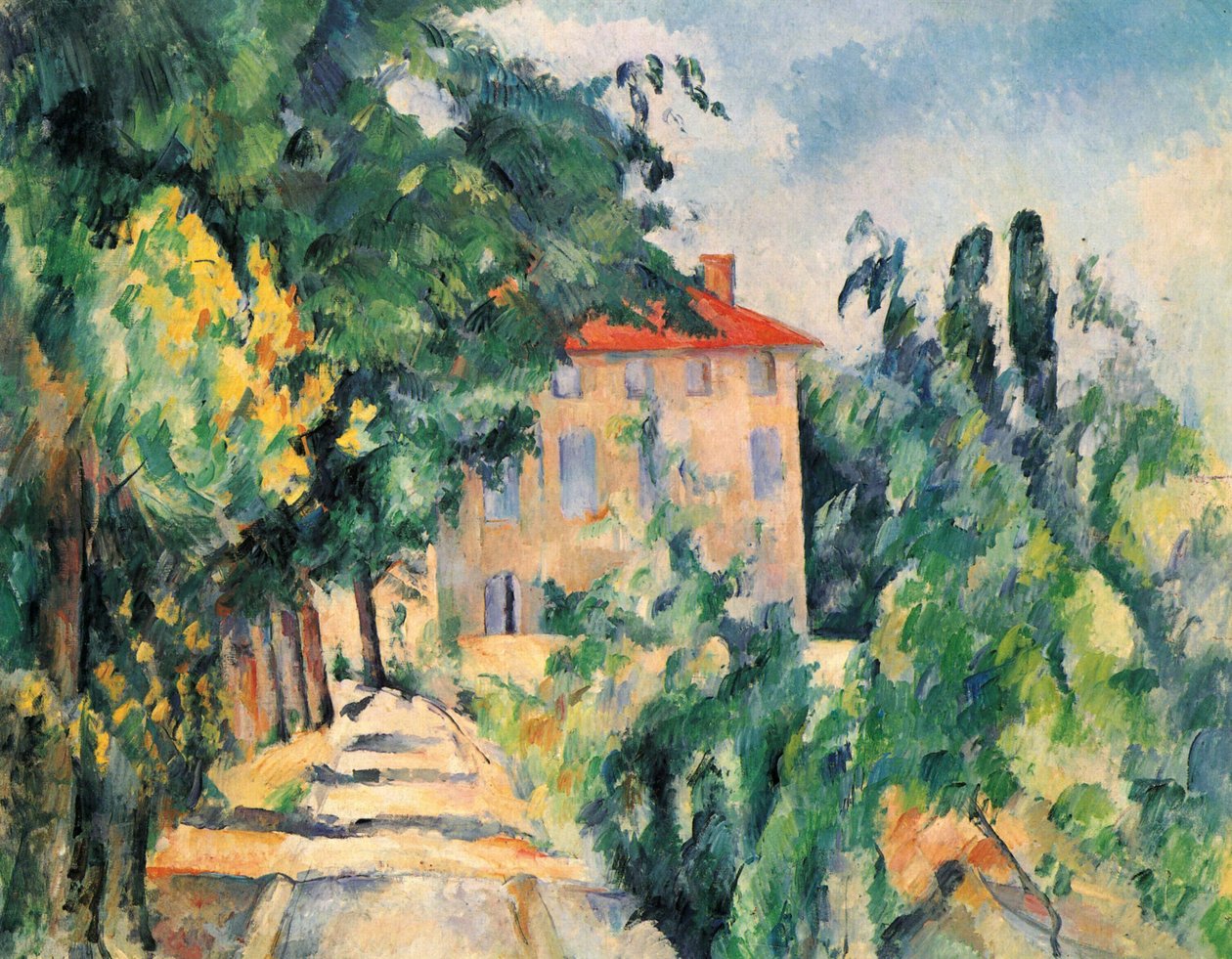 Punakattoinen talo (Jas de Bouffan) tekijältä Paul Cézanne