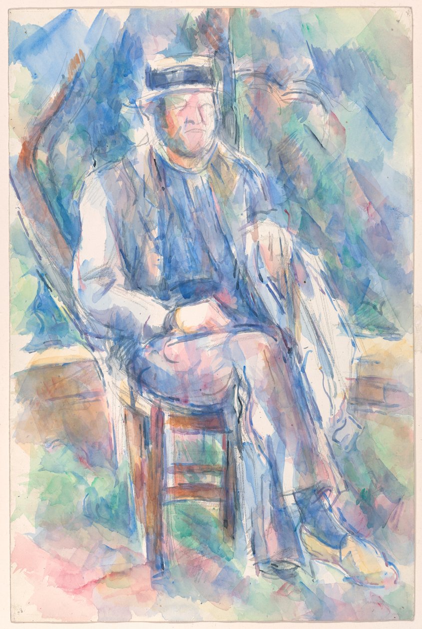 Mies, jolla on olkihattu tekijältä Paul Cézanne