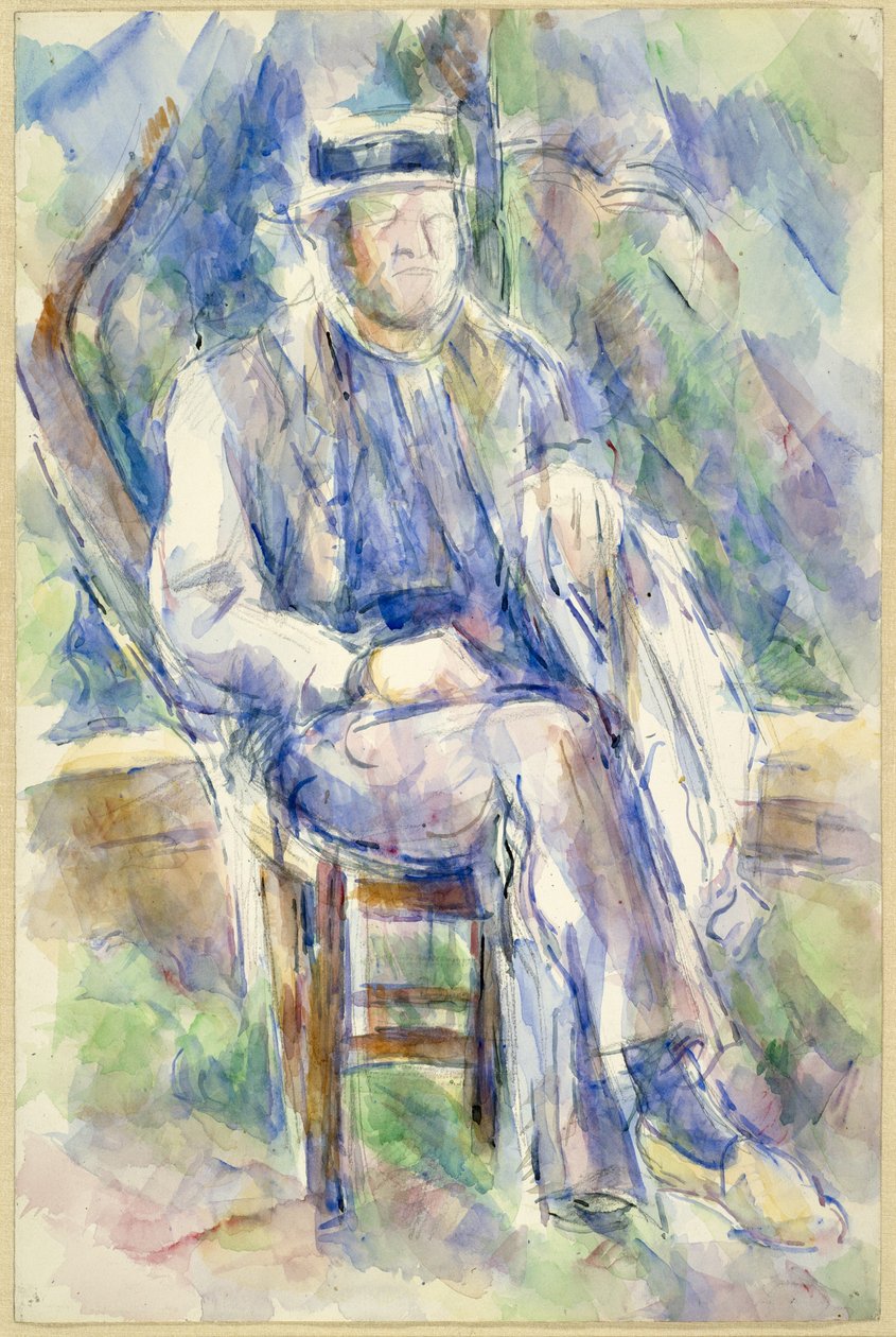 Mies, jolla on olkihattu, 1905-06 tekijältä Paul Cézanne
