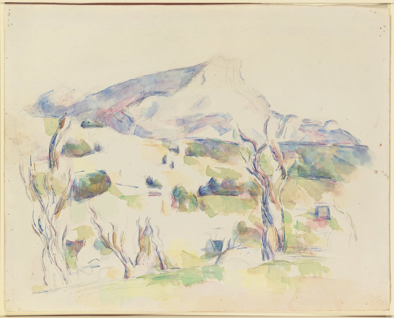 Mont Sainte-Victoire, näkymä Lauvesille, 1902-06 tekijältä Paul Cézanne