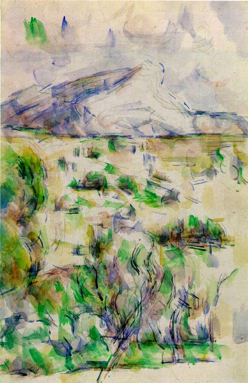 Mont Sainte Victoire les Lauvesista, 1902-06 (wc ja lyijykynä paperille) tekijältä Paul Cézanne
