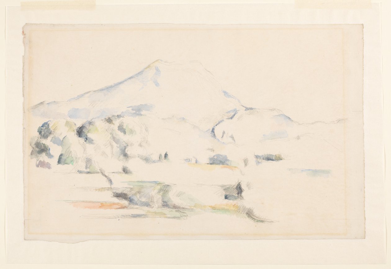Montagne Sainte-Victoire, n. 1885-1887 (grafiitti ja akvarelli taidepaperille) tekijältä Paul Cézanne