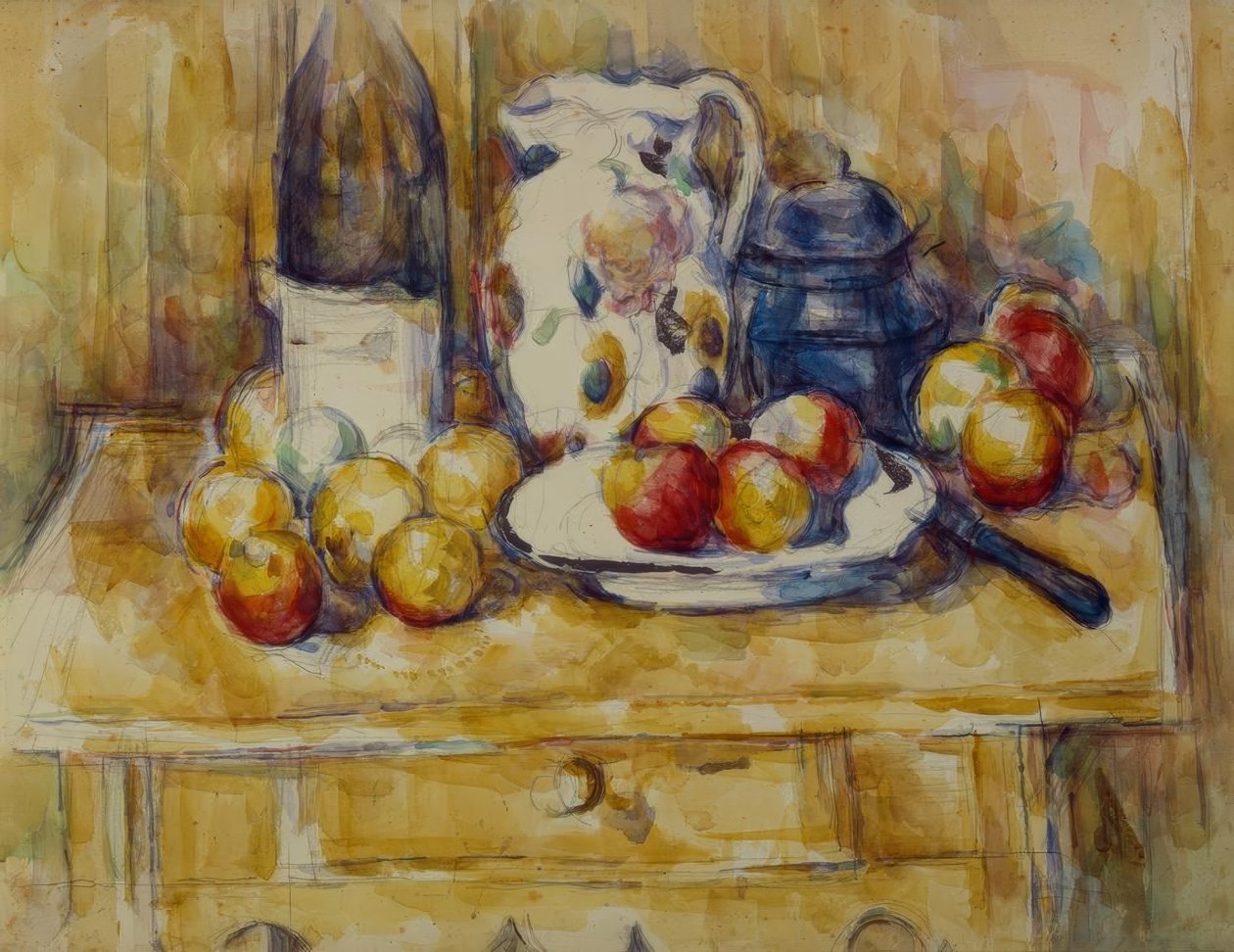 Asetelma: Omenat lipastossa tekijältä Paul Cézanne