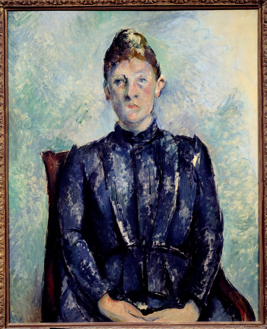 Madame Cezannen muotokuva Paul Cezannen (1839-1906) maalaus 1800-luvun aurinko. 0,65x0,81 m Pariisi, Musee de l