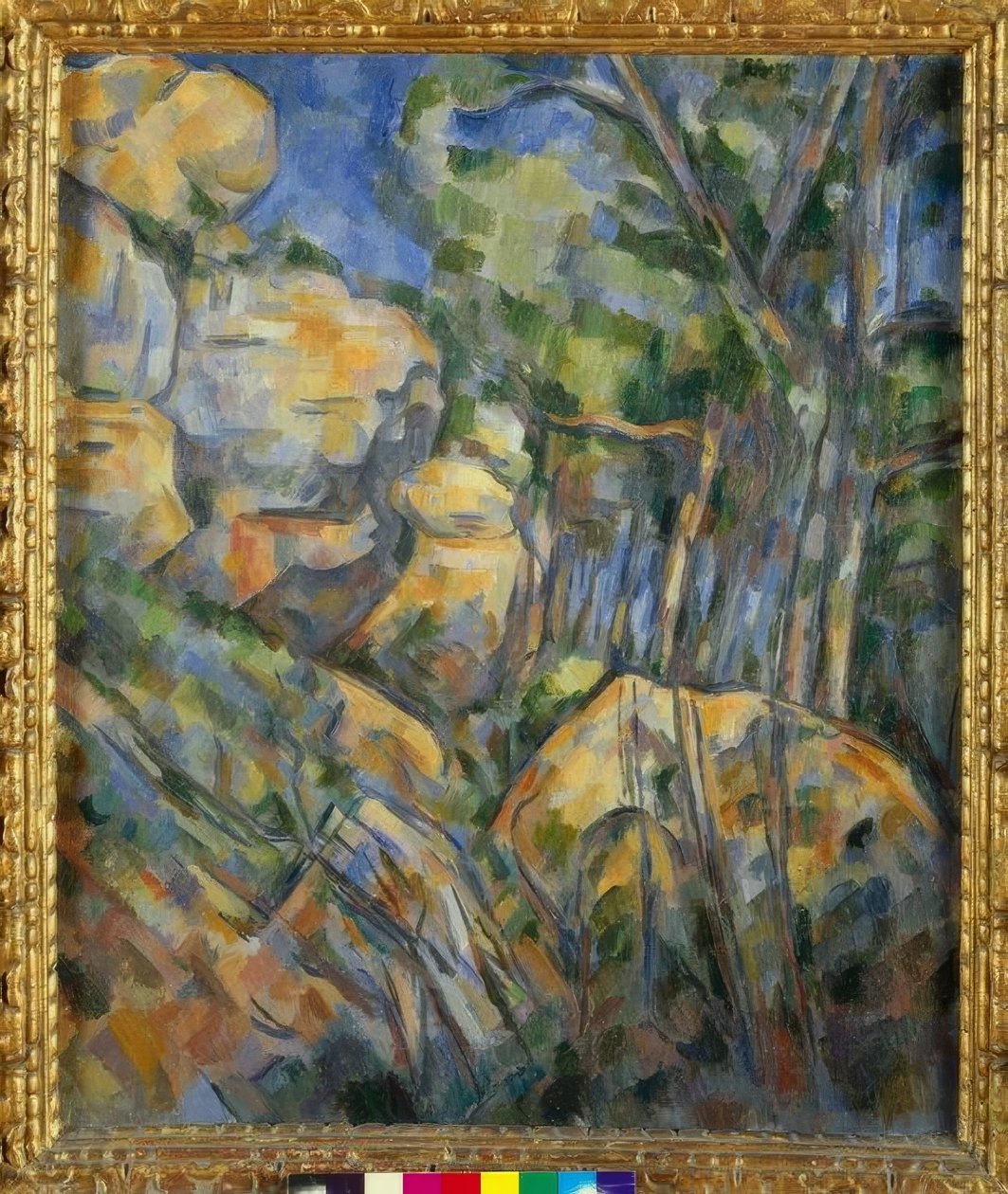Château-Noirin yläpuolella sijaitsevien luolien lähellä olevat kalliot. tekijältä Paul Cézanne