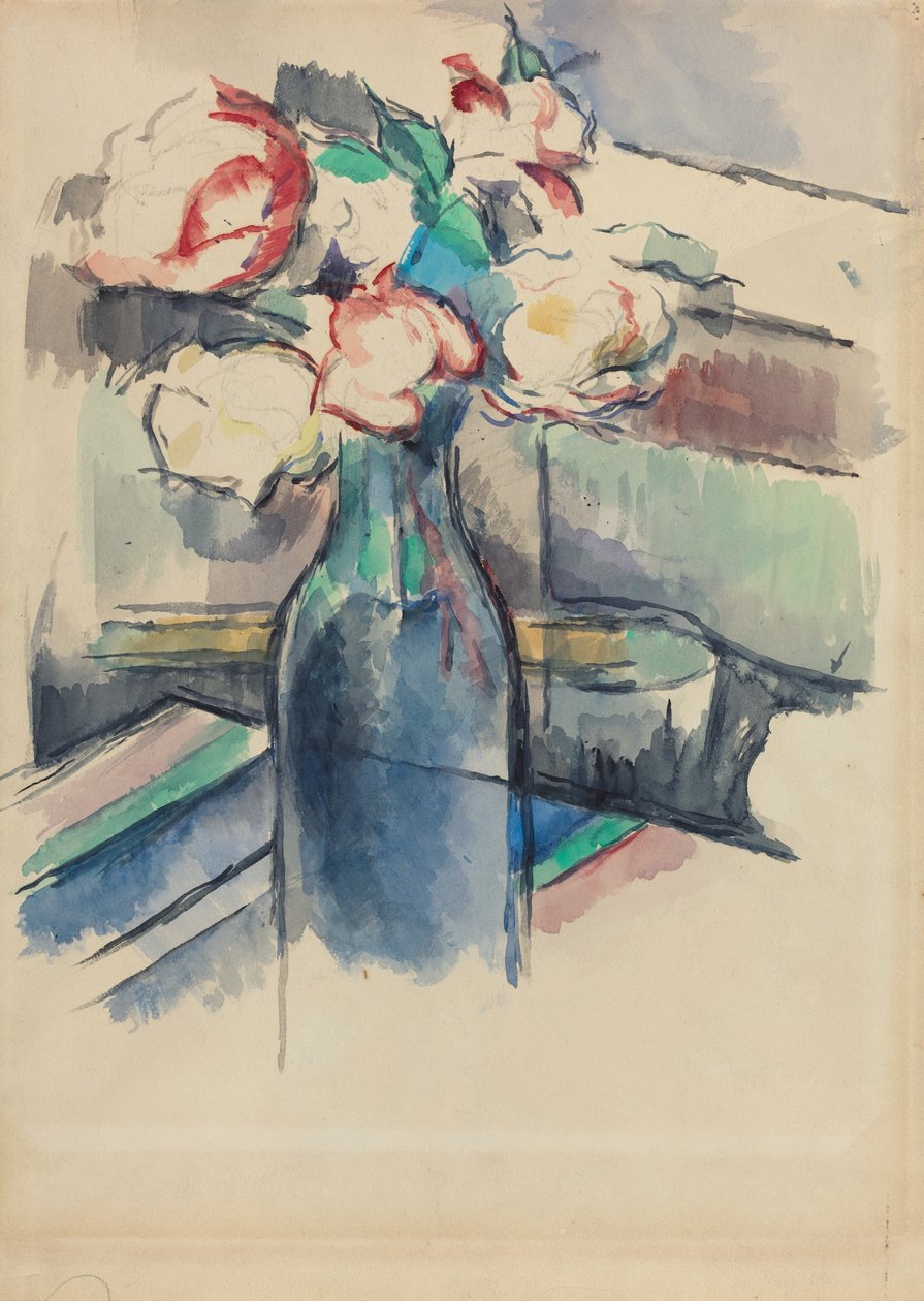 Ruusuja pullossa [recto] tekijältä Paul Cézanne