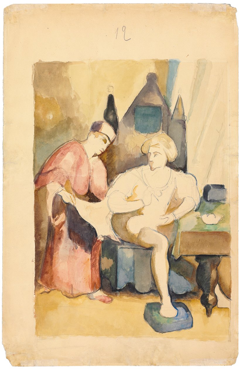 Romanttista tarinaa kuvaava kohtaus; Scene Illustrant un Recit Romantique, n. 1875-1885 tekijältä Paul Cézanne