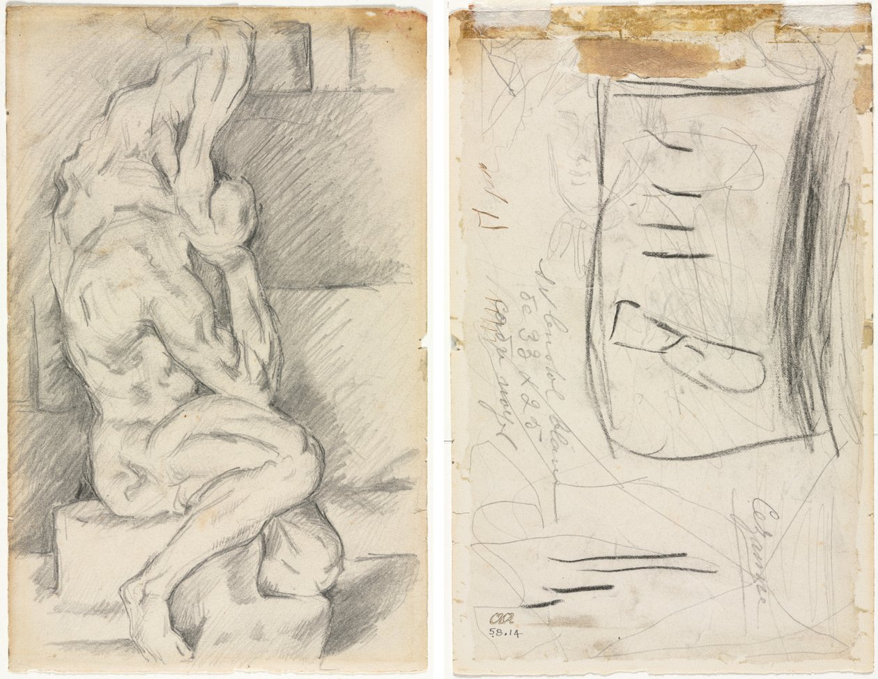 Luonnos anatomisesta veistoksesta (recto) Luonnos rouva Cézannesta (verso) tekijältä Paul Cézanne