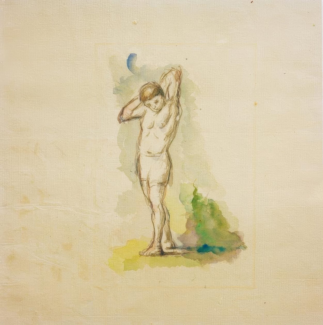 Seisova uimari kädet ristissä kaulan takana tekijältä Paul Cézanne