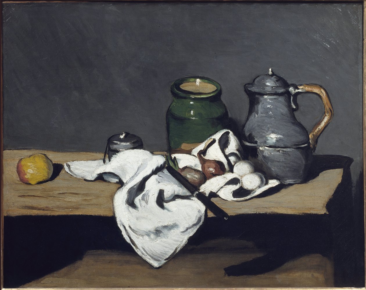 Asetelma vedenkeittimellä - öljy kankaalle tekijältä Paul Cézanne