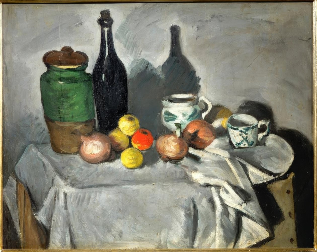 Stilleben (Früchte und Geschirr) tekijältä Paul Cézanne