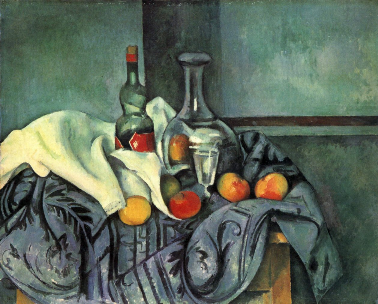 Asetelma, piparminttupullo tekijältä Paul Cézanne