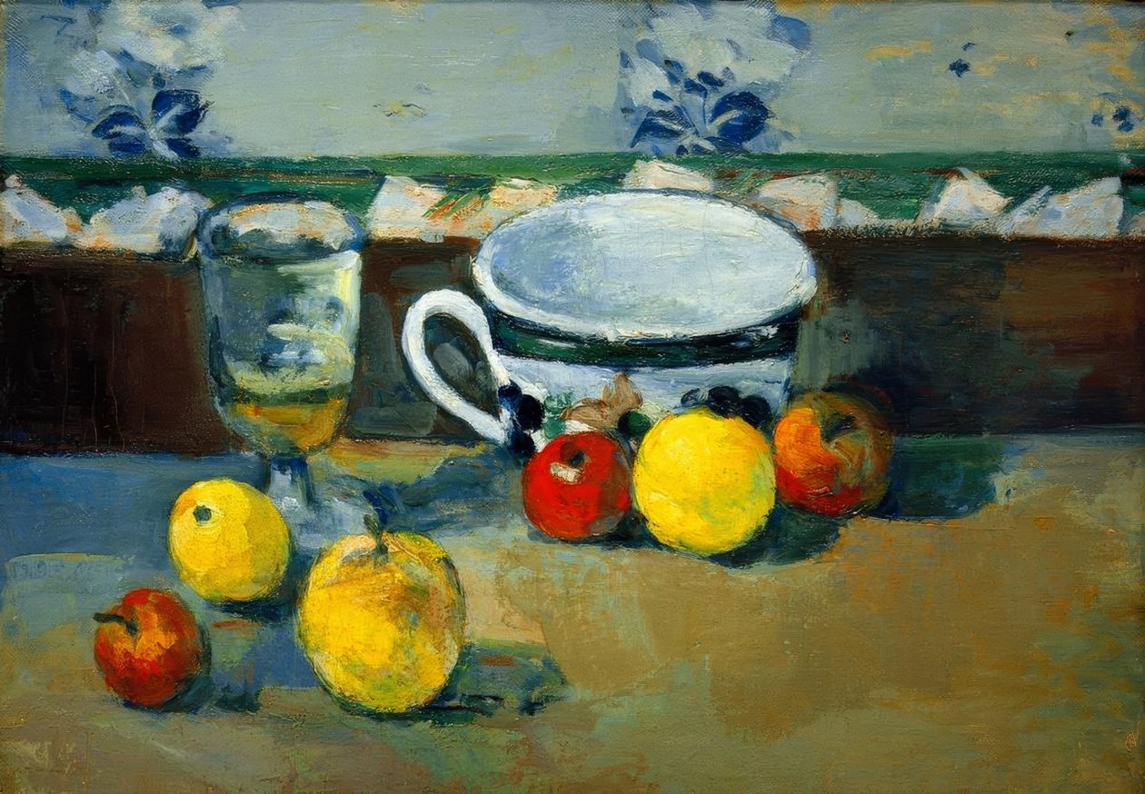 Tasse, Glas und Früchte II tekijältä Paul Cézanne