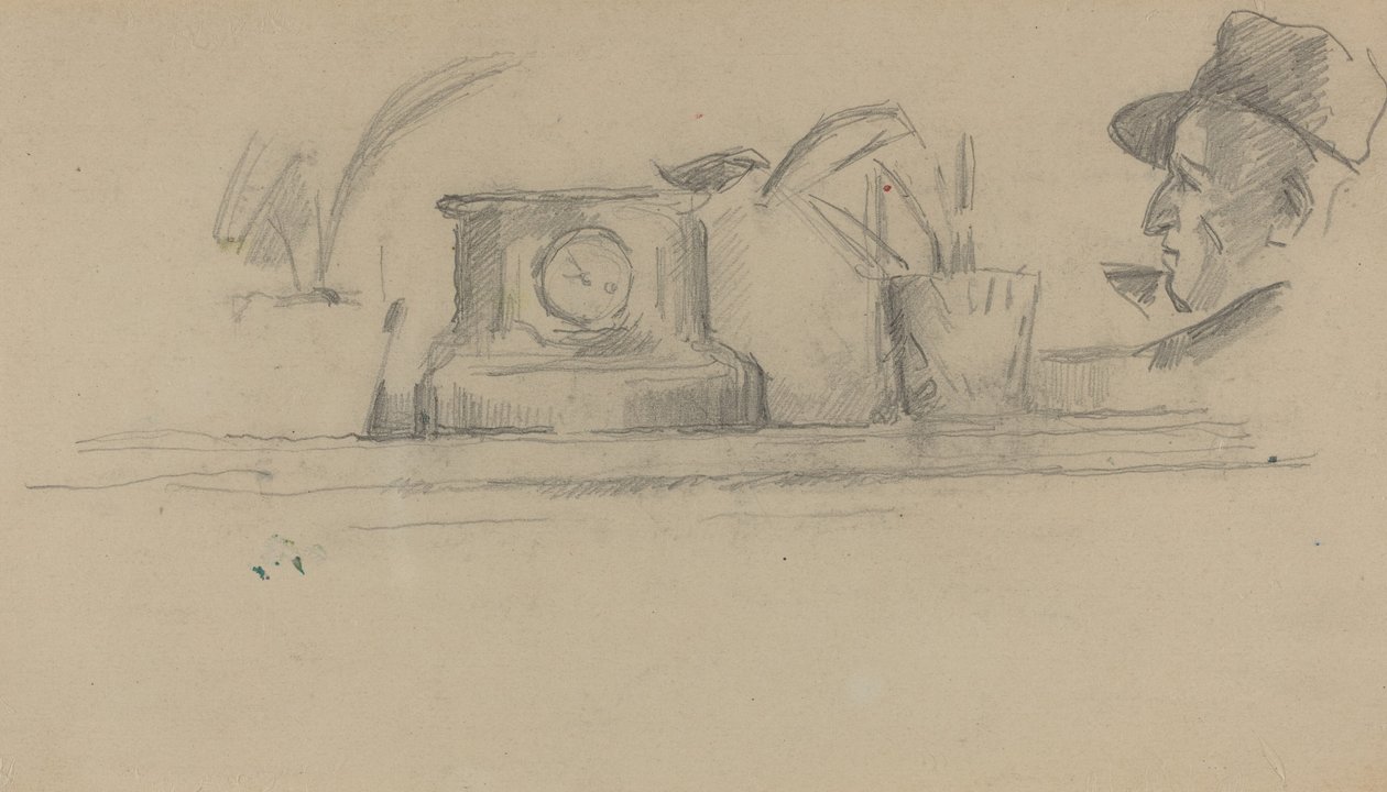 Taiteilijan isä ja esineet mantelilla [verso] tekijältä Paul Cézanne