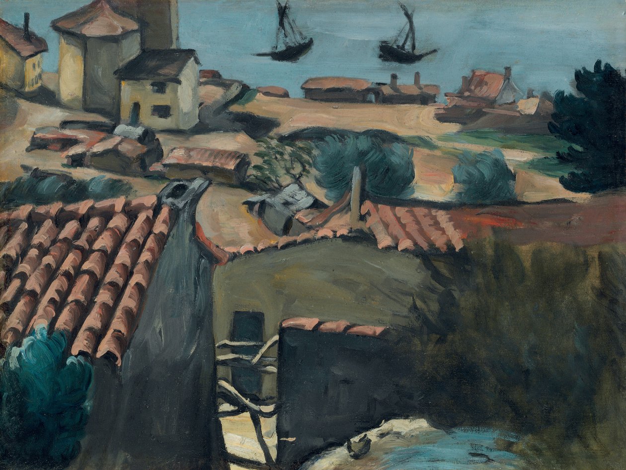 Kalastajien kylä L"Estaquessa; Kalastajakylä l"Estaquessa, noin 1870 tekijältä Paul Cézanne