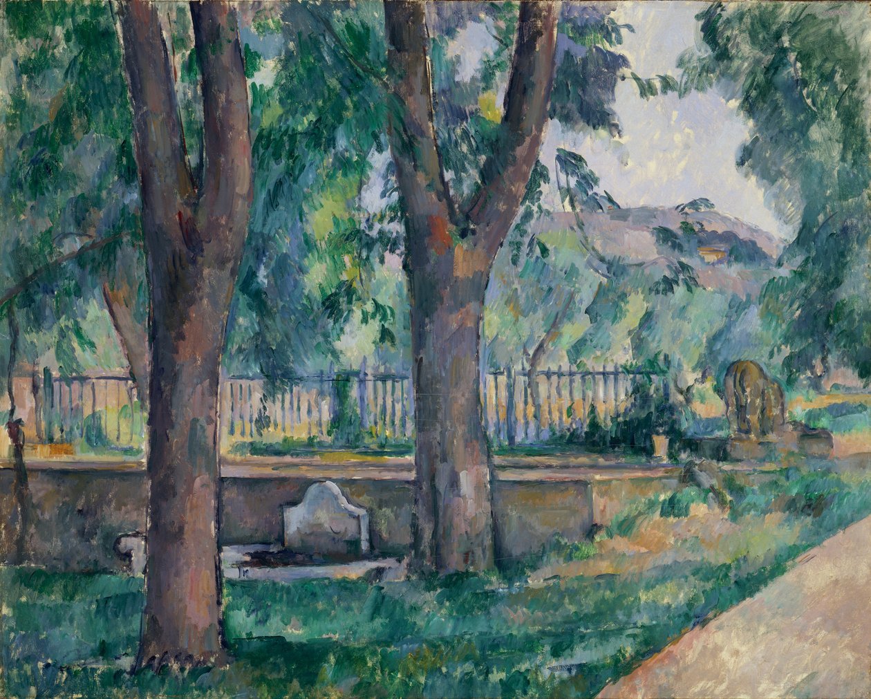 Uima-allas Jas de Bouffanissa, n. 1885-86. tekijältä Paul Cézanne