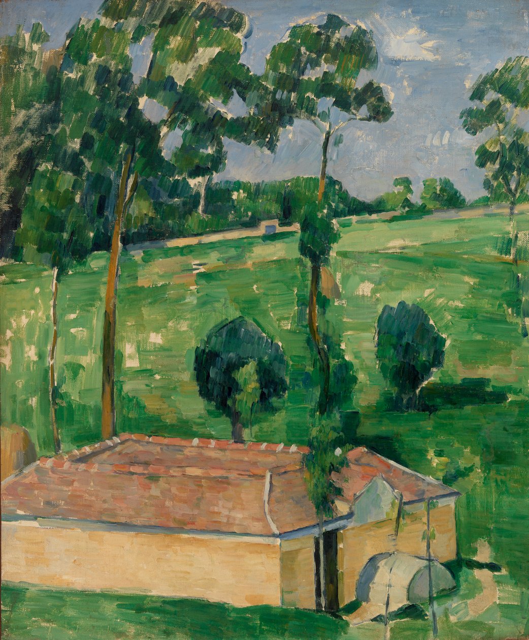 The Spring House, n. 1879 (öljy kankaalle) tekijältä Paul Cézanne