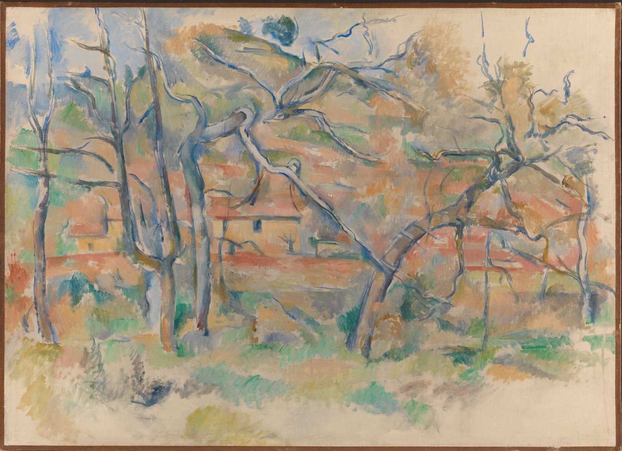 Trær og hus, Provence tekijältä Paul Cézanne