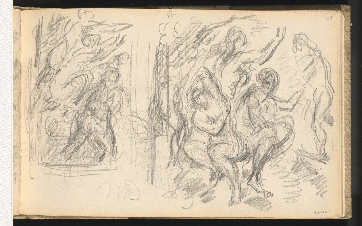 Kaksi tutkimusta teoksille "Pariisin tuomio" tai "Rakastava paimen" tekijältä Paul Cézanne
