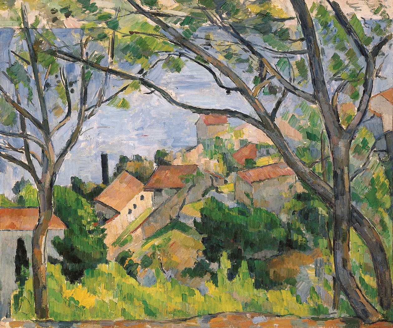 Näkymä L"Estaquesta puiden läpi, 1879 tekijältä Paul Cézanne