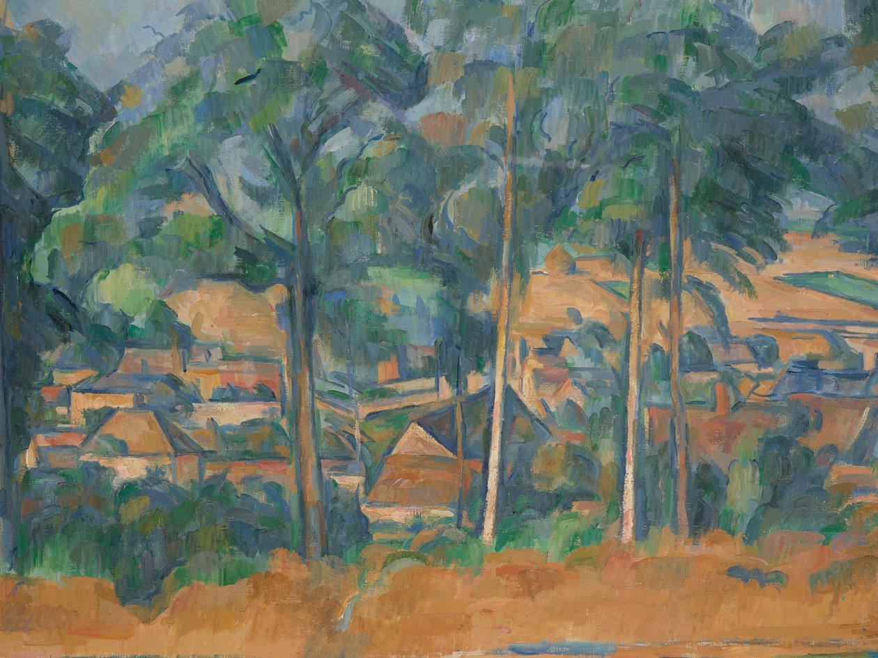 Kylä puiden takana (merijalkaväki), noin 1898 (öljy kankaalle) tekijältä Paul Cézanne