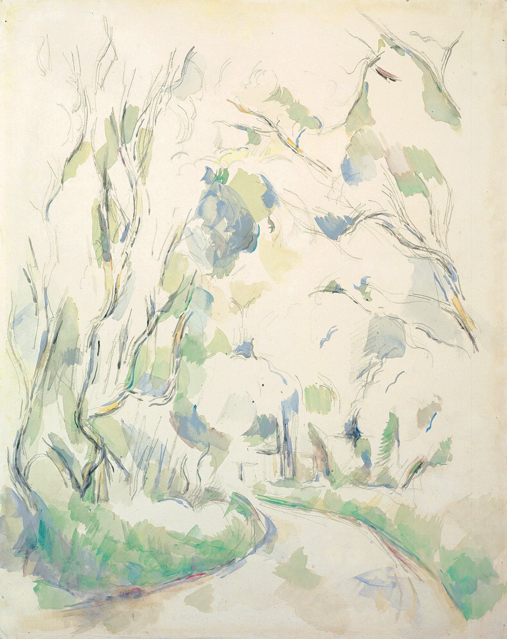 Wells ja mutkainen polku Chateau Noir Parkissa; Kaivo ja mutkainen tie Chateau Noirin alueella, noin 1900 tekijältä Paul Cézanne