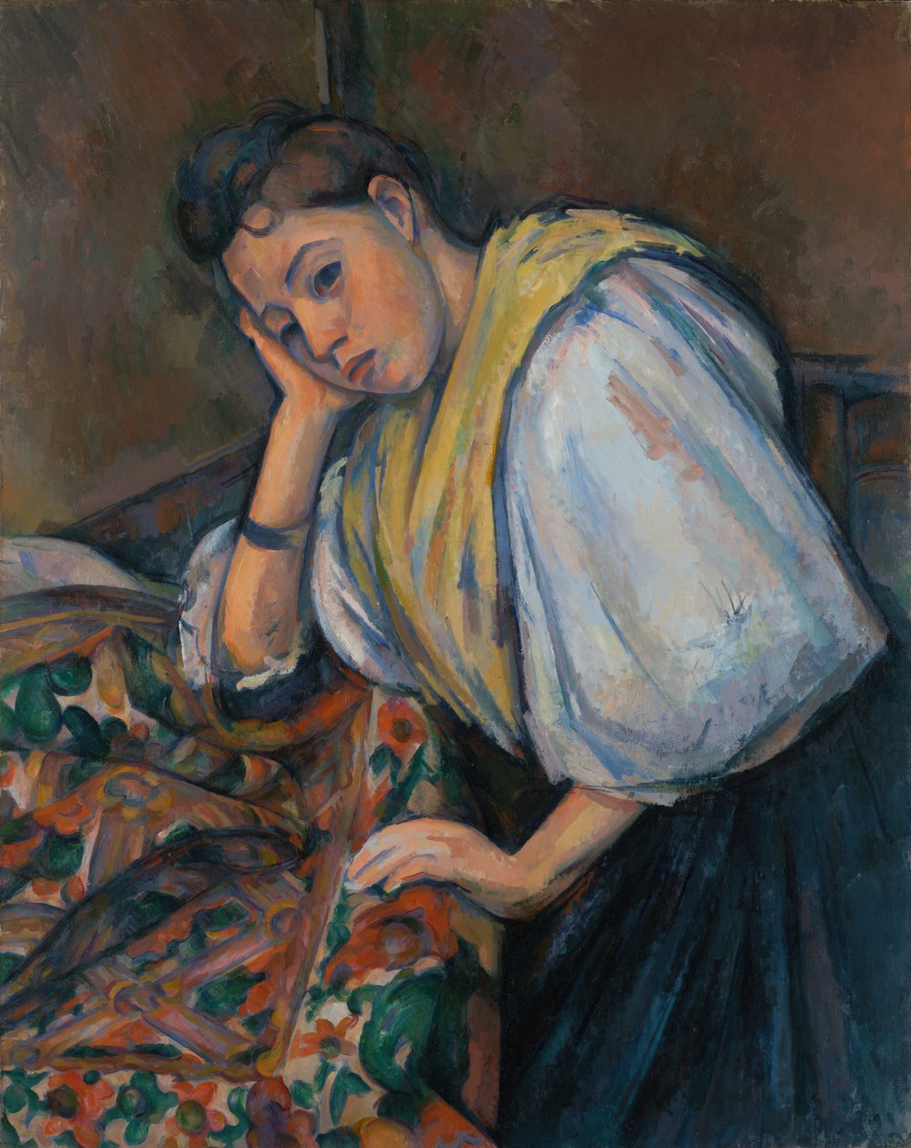 Nuori italialainen nainen pöydän ääressä tekijältä Paul Cézanne