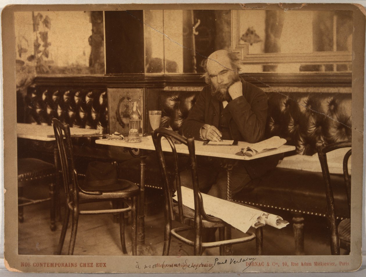 Paul Verlaine Café François 1erissä Pariisissa, 1892. tekijältä Paul Dornac