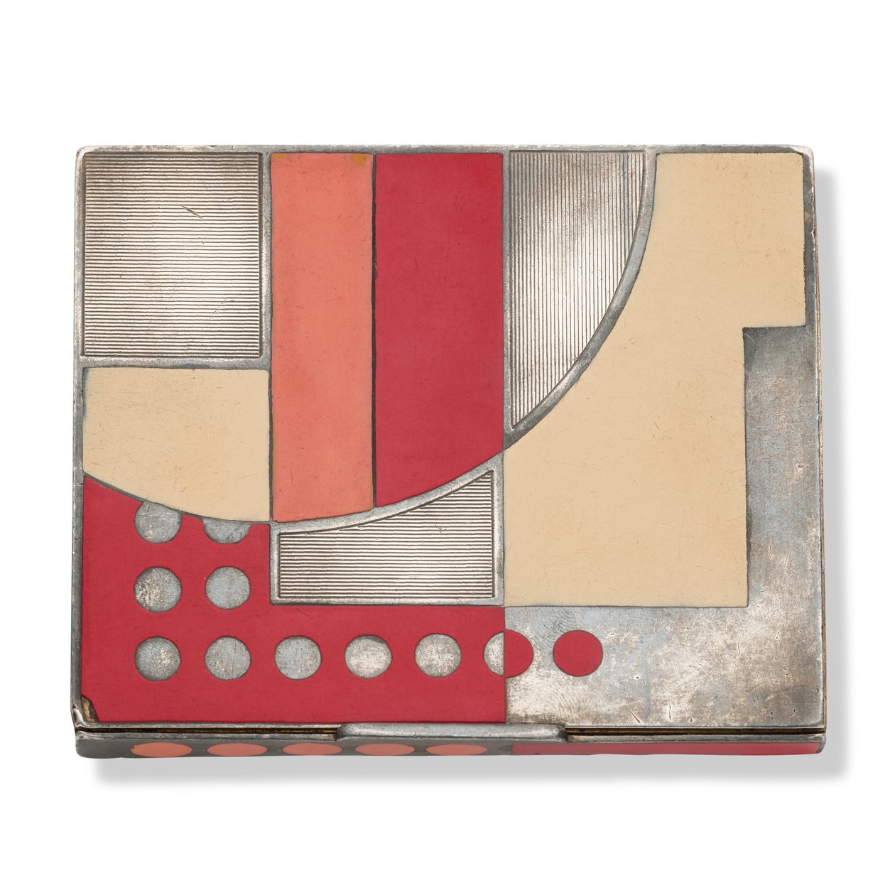 Art deco -tupakkakotelo, n. 1930 (hopeaa, hopeakullattua metallia ja lakkaa) tekijältä Paul Emile Brandt