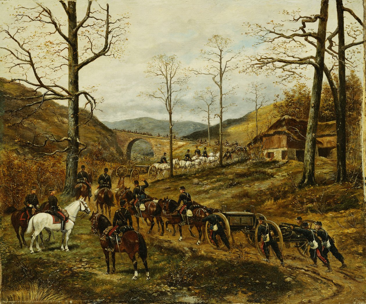 Tykistö liikkuu laakson läpi, Rezonville, tekijältä Paul Emile Leon Perboyre