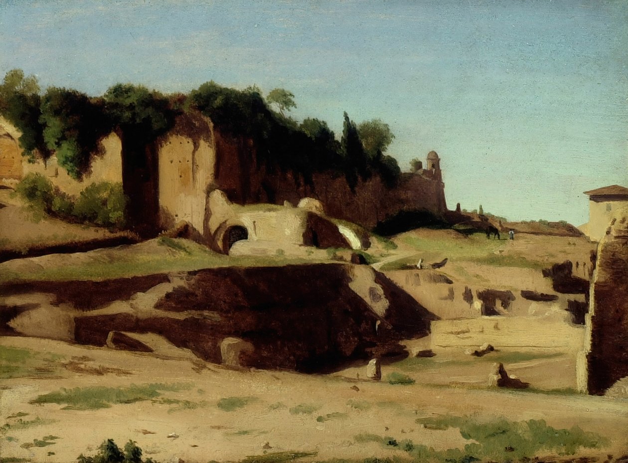 Keisarillinen palatsi Palatinuksella, Rooma, 1834. tekijältä Paul Flandrin