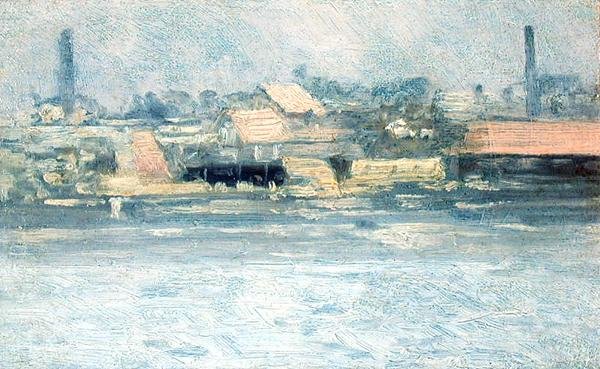 Battersea Waterfront (öljy kankaalle) tekijältä Paul Fordyce Maitland