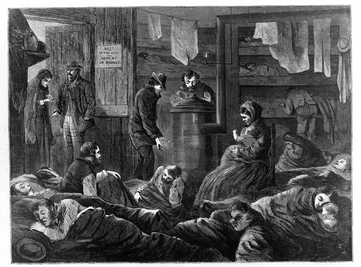 Underground Lodgings for the Poor, Greenwich Street, New York, Harpers Weekly, pub. 1869 tekijältä Paul Frenzeny