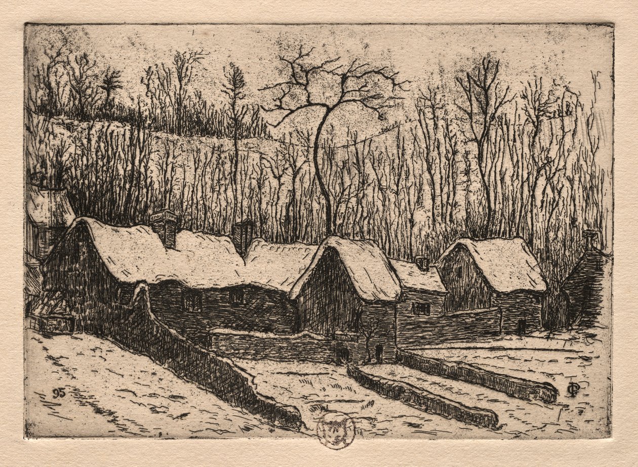 Kuusi etsausta: Olkikattoinen leipomo, Auvers, 1895. tekijältä Paul Gachet