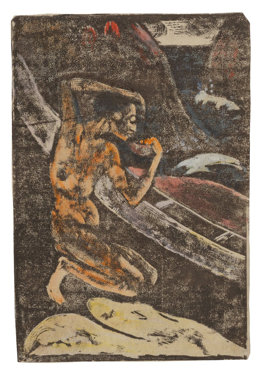 Kalastaja juo kanoottinsa vieressä tekijältä Paul Gauguin